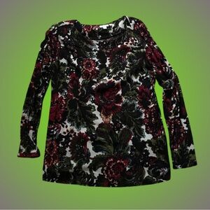 J. Jill semi-sheer tapestry floral blouse wilderkind romantic sz Medium